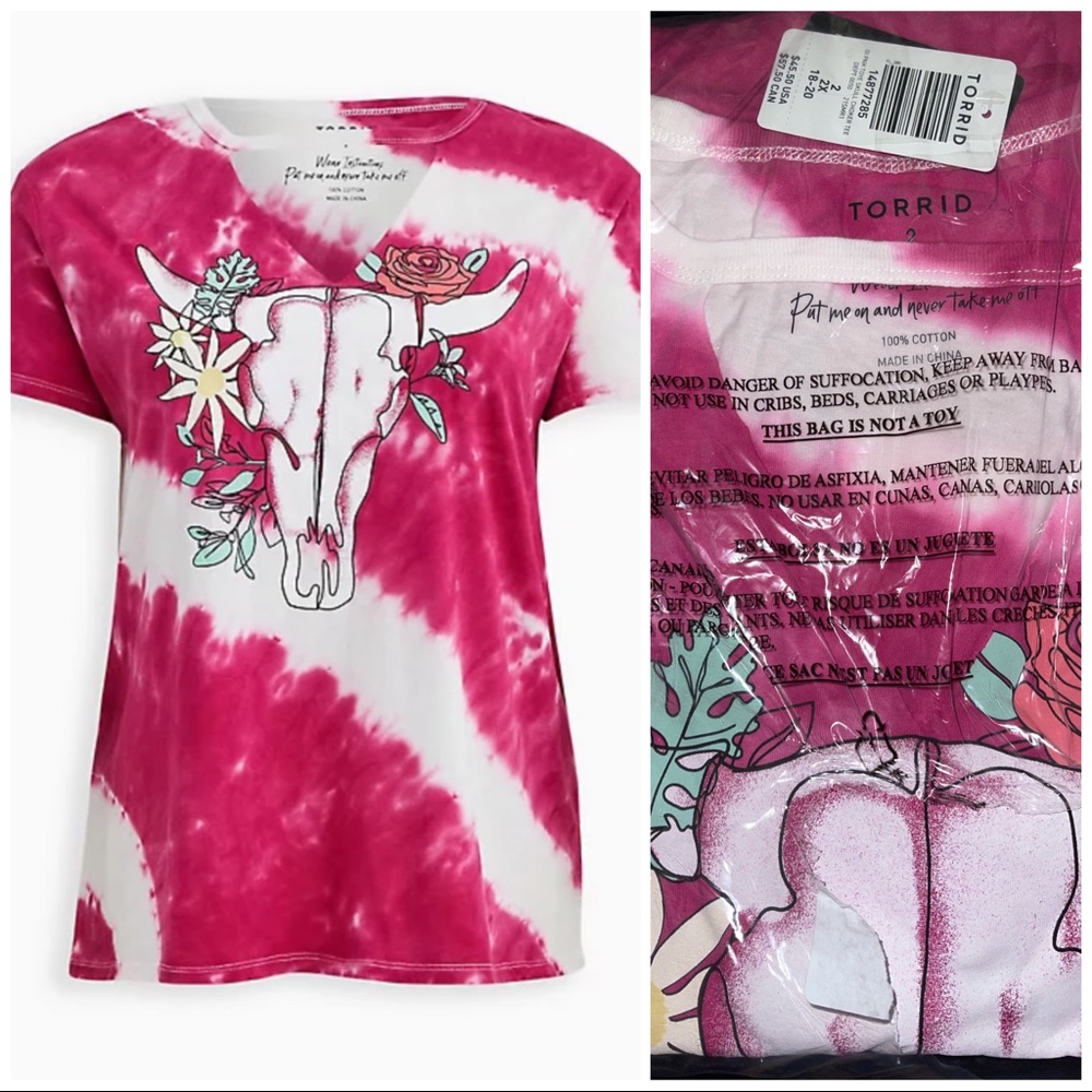 Torrid Pink Tie Dye Choker Tee